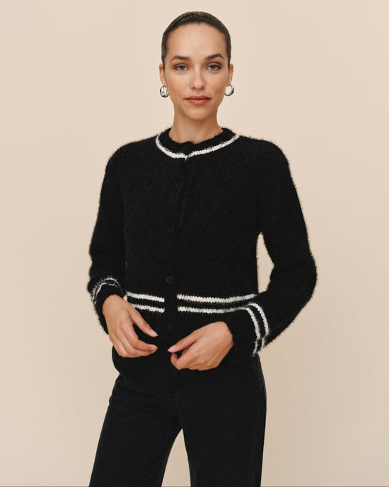 Bella Dahl Contrast Stripe Cardigan - Black
