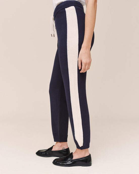Bella Dahl Contrast Stripe Knit Jogger - Midnight Frost View 2