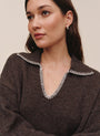 Bella DahlContrast Trimmed Sweater - Dark MinkSweaters