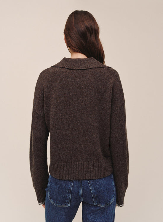 Bella Dahl Contrast Trimmed Sweater - Dark Mink View 2
