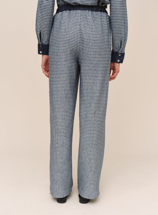 Bella Dahl Contrast Wide Leg Pant - Heathered Indigo View 2