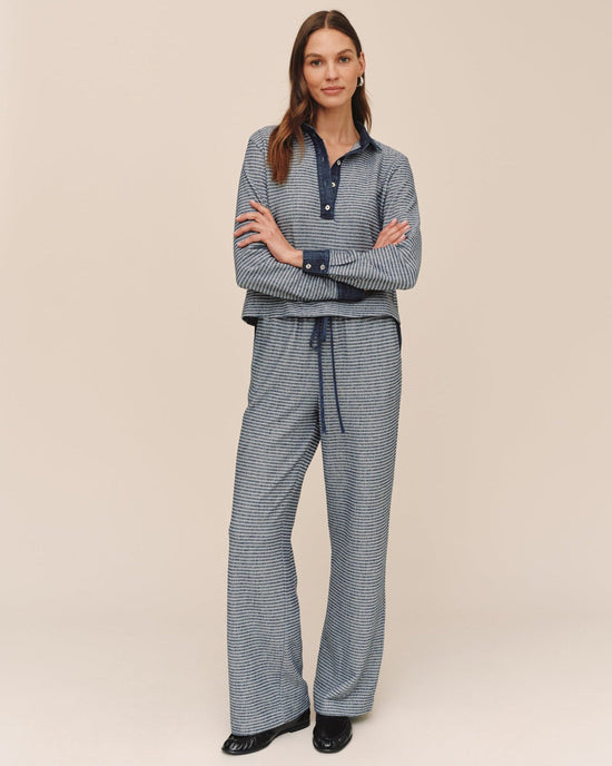 Bella Dahl Contrast Wide Leg Pant - Heathered Indigo