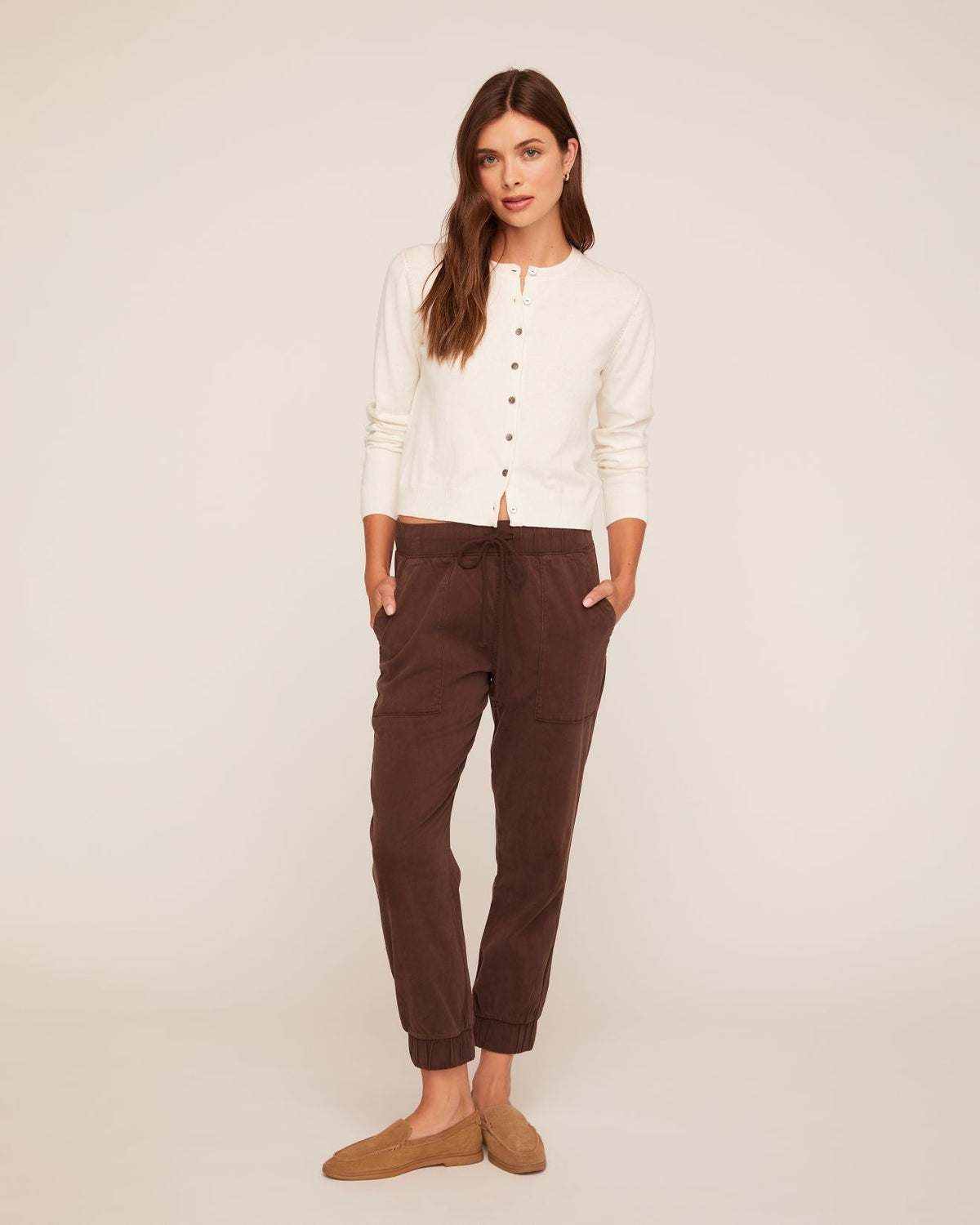 Bella DahlCrew Neck Cardigan - IvorySweaters