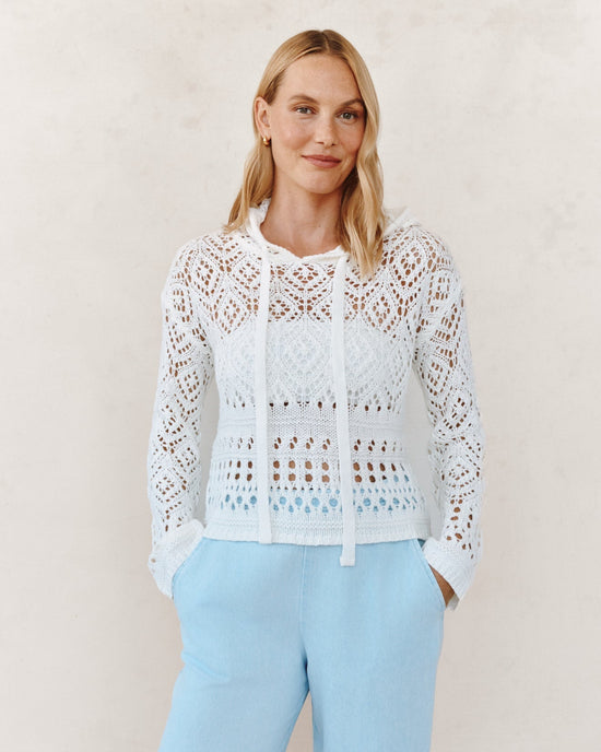 Bella Dahl Crochet Hoodie - White