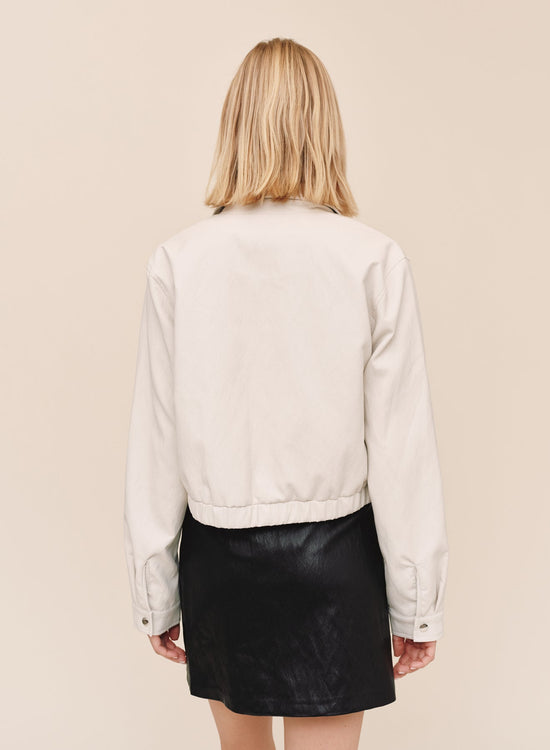 Bella Dahl Crop Bomber Jacket - Winter White View 2