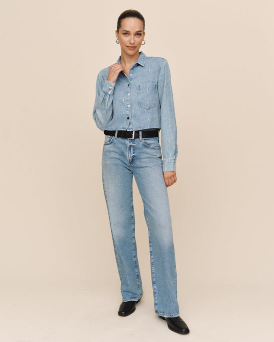 Bella Dahl Crop Pocket Button Down - Vintage Ice Wash View 2