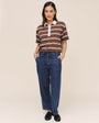 Bella DahlCrop Polo Tee - Rugby StripeTops