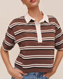 Bella DahlCrop Polo Tee - Rugby StripeTops