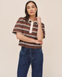 Bella DahlCrop Polo Tee - Rugby StripeTops
