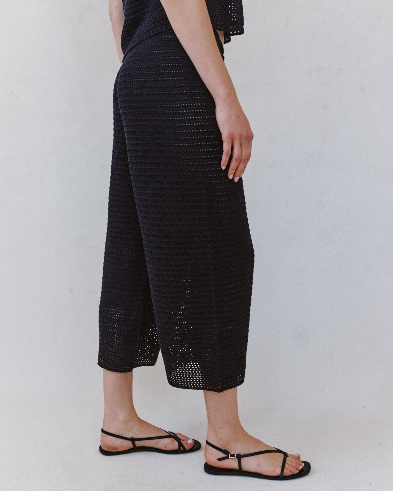 Bella DahlCrop Wide Leg Crochet Pant - BlackPants