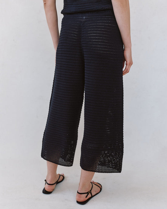 Bella Dahl Crop Wide Leg Crochet Pant - Black View 2