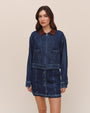 Bella DahlCrop Zip Up Barn Jacket - Dark Rinse WashCoats & Jackets