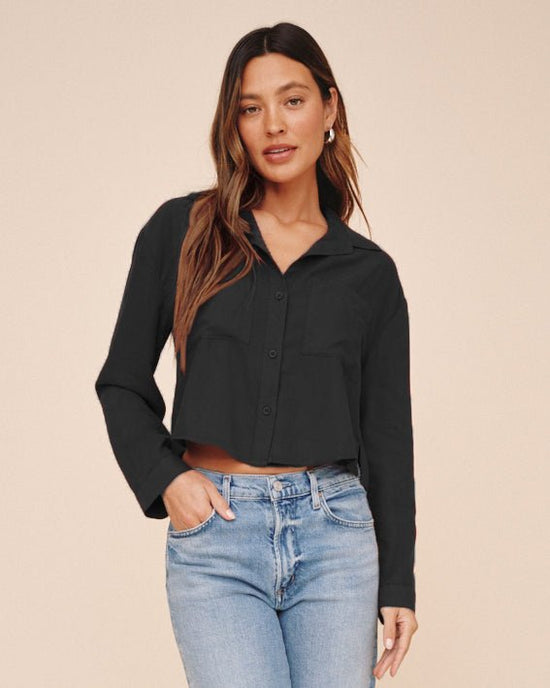 Bella Dahl Cropped Button Down - Vintage Black