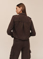Bella DahlCropped Utility Jacket With Fray Hem - Dark RoastCoats & Jackets