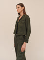 Bella DahlCropped Utility Jacket With Fray Hem - Smoked OliveCoats & Jackets