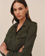 Bella DahlCropped Utility Jacket With Fray Hem - Smoked OliveCoats & Jackets