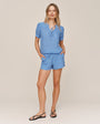 Bella DahlDouble Pleat Tie Short - Ocean BlueShorts