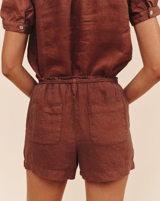 Bella Dahl Double Pleat Tie Short - Sea Glass Brown View 2