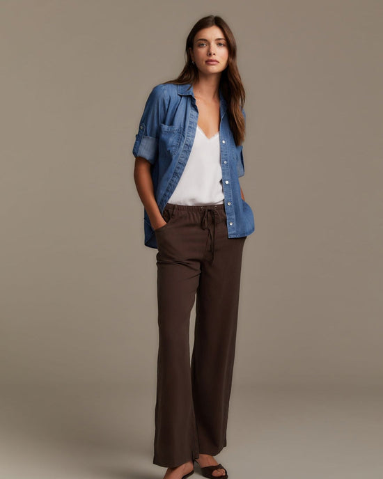 Bella Dahl Drawstring Jean - Dark Chestnut