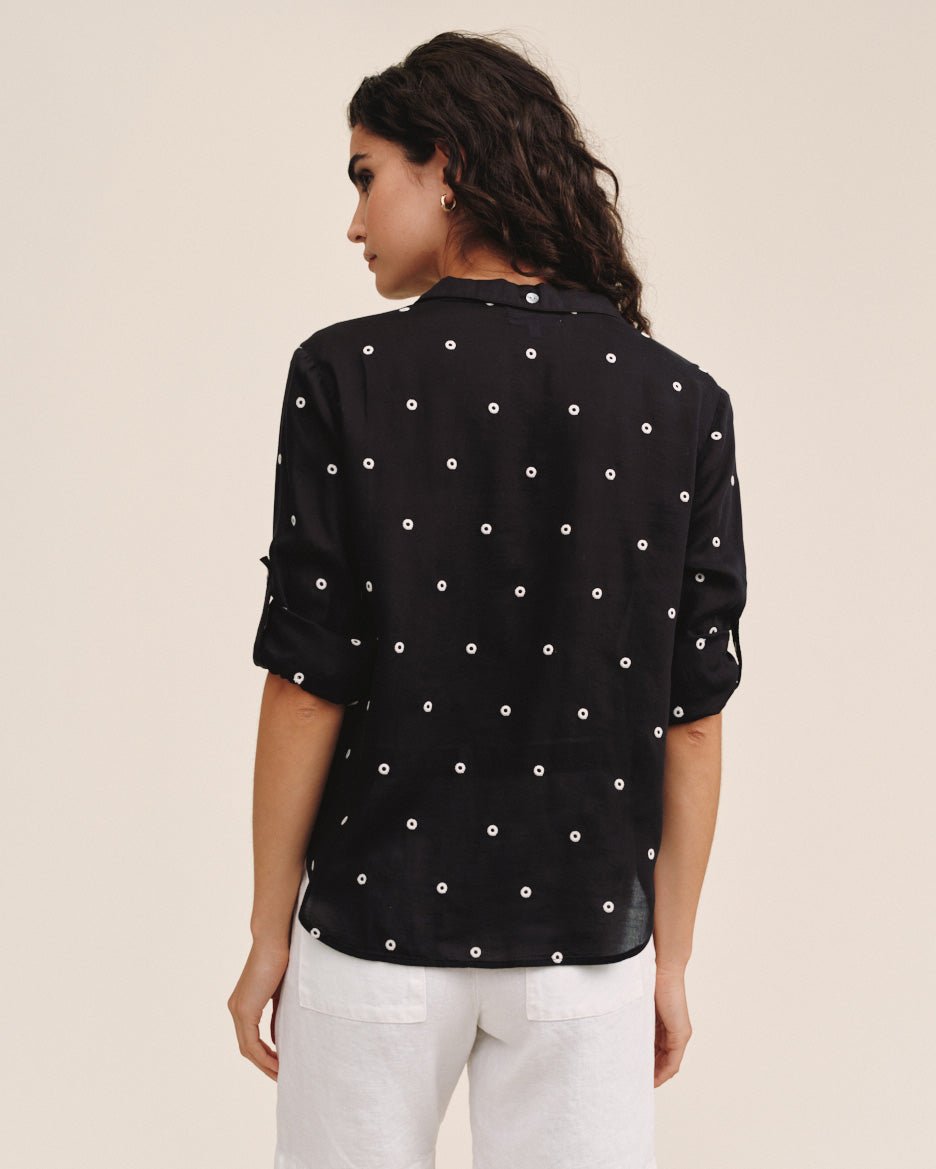 Bella DahlDrop Collar Boxy Button Down - Cabana DotTops
