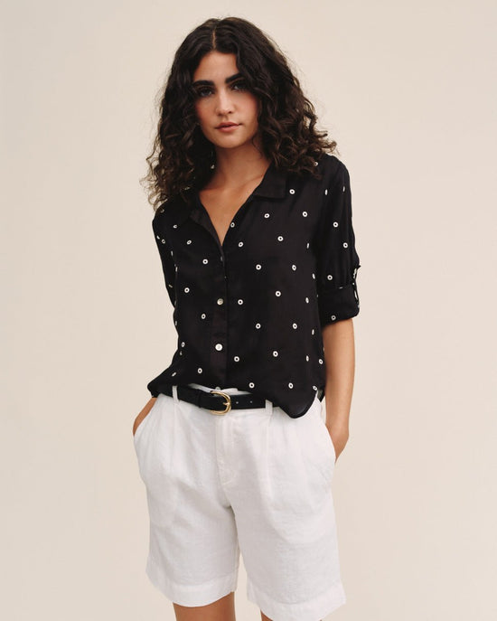 Bella Dahl Drop Collar Boxy Button Down - Cabana Dot