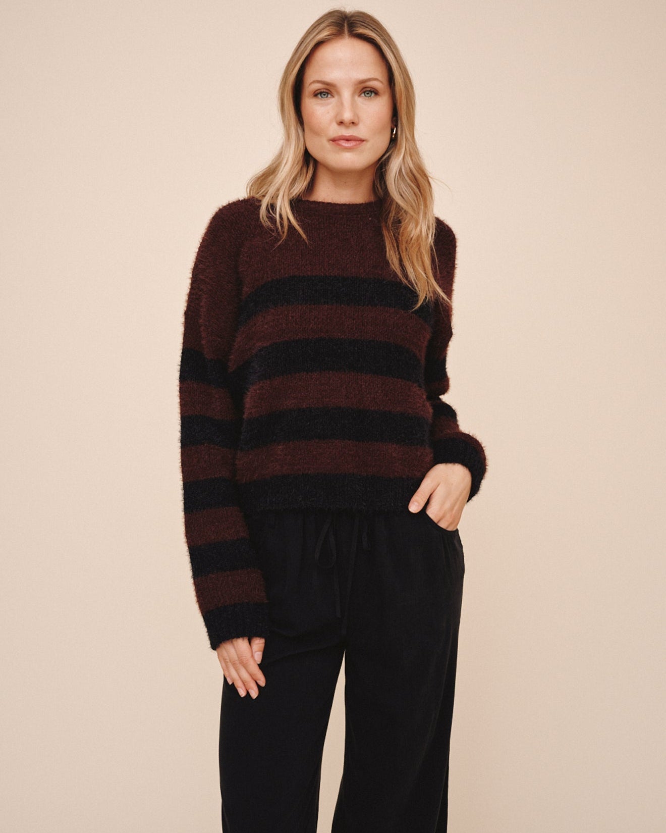 Bella DahlDrop Shoulder Sweater - Black CherrySweaters
