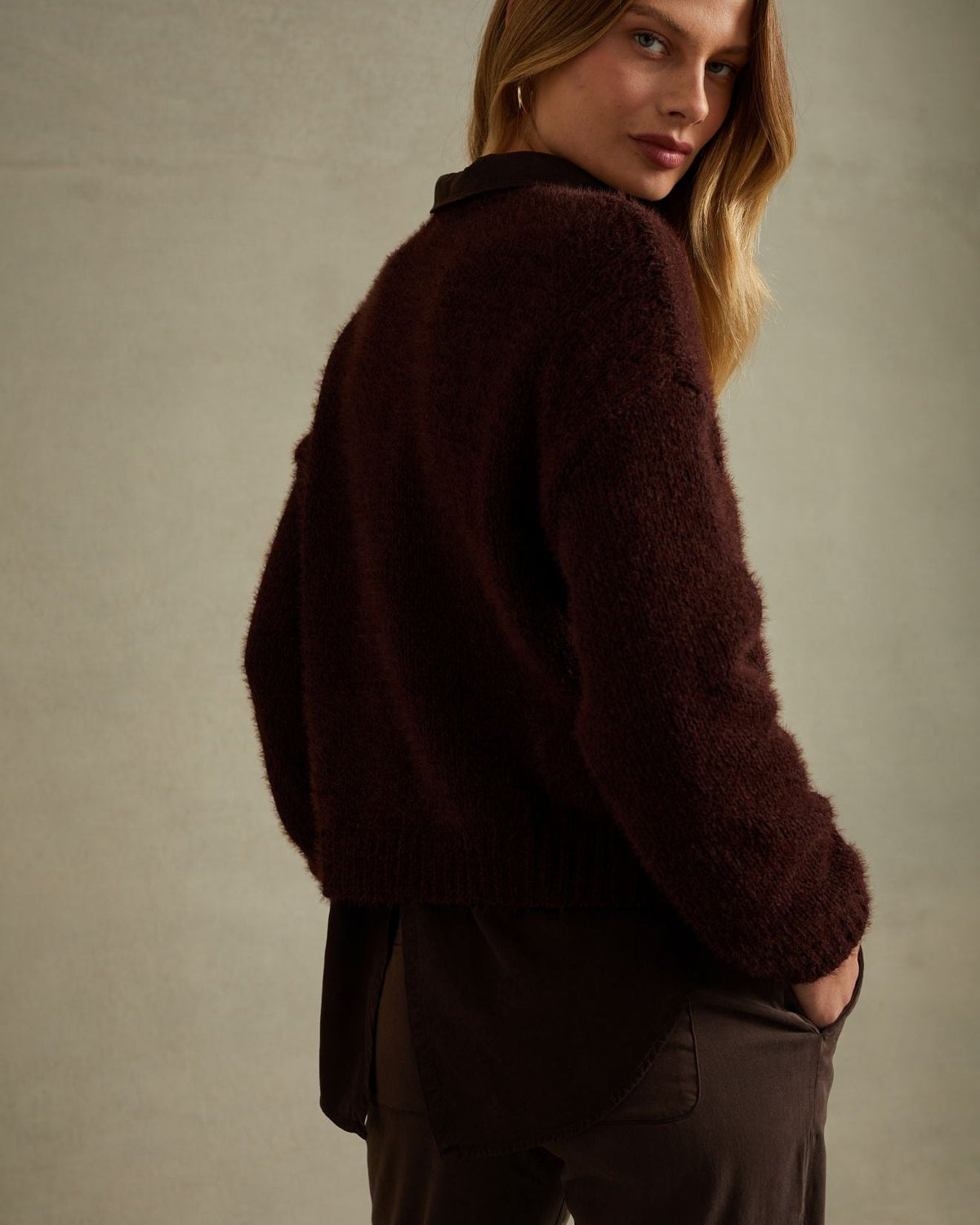 Bella DahlDrop Shoulder Sweater - Dark ChestnutSweaters