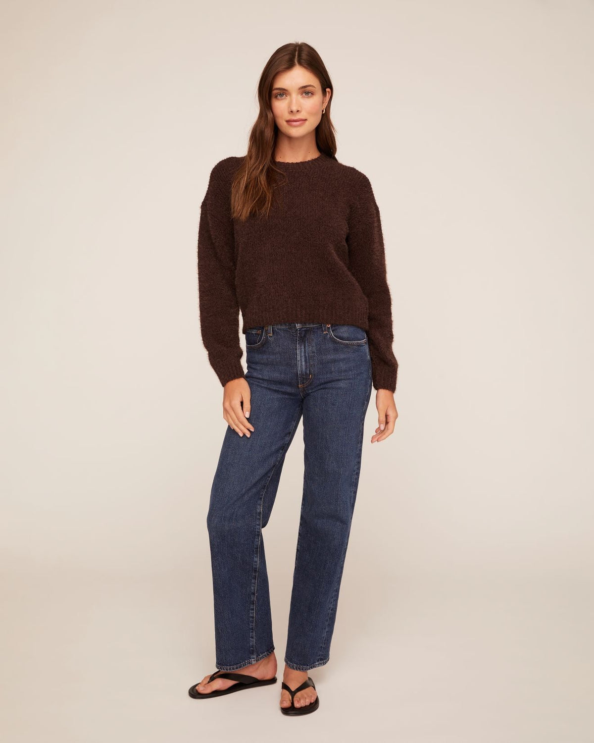 Bella DahlDrop Shoulder Sweater - Dark ChestnutSweaters
