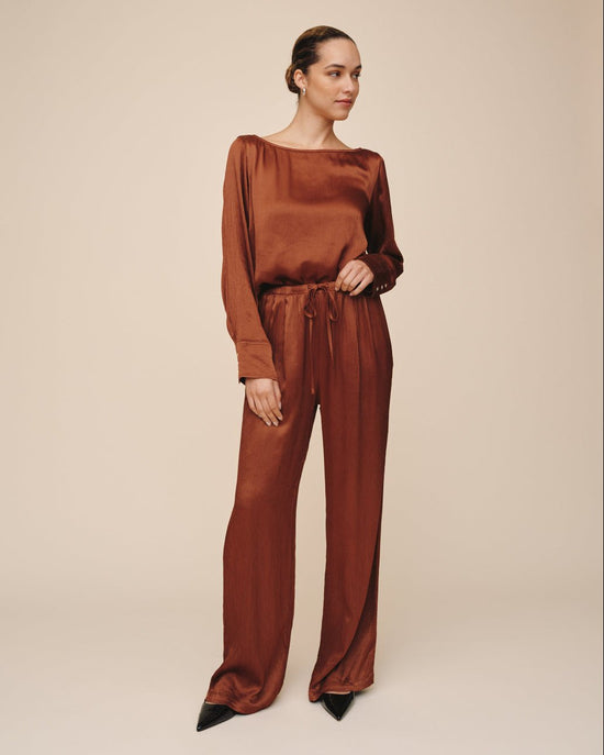 Bella Dahl Easy Pleated Wide Leg Pant - Molten Bronze