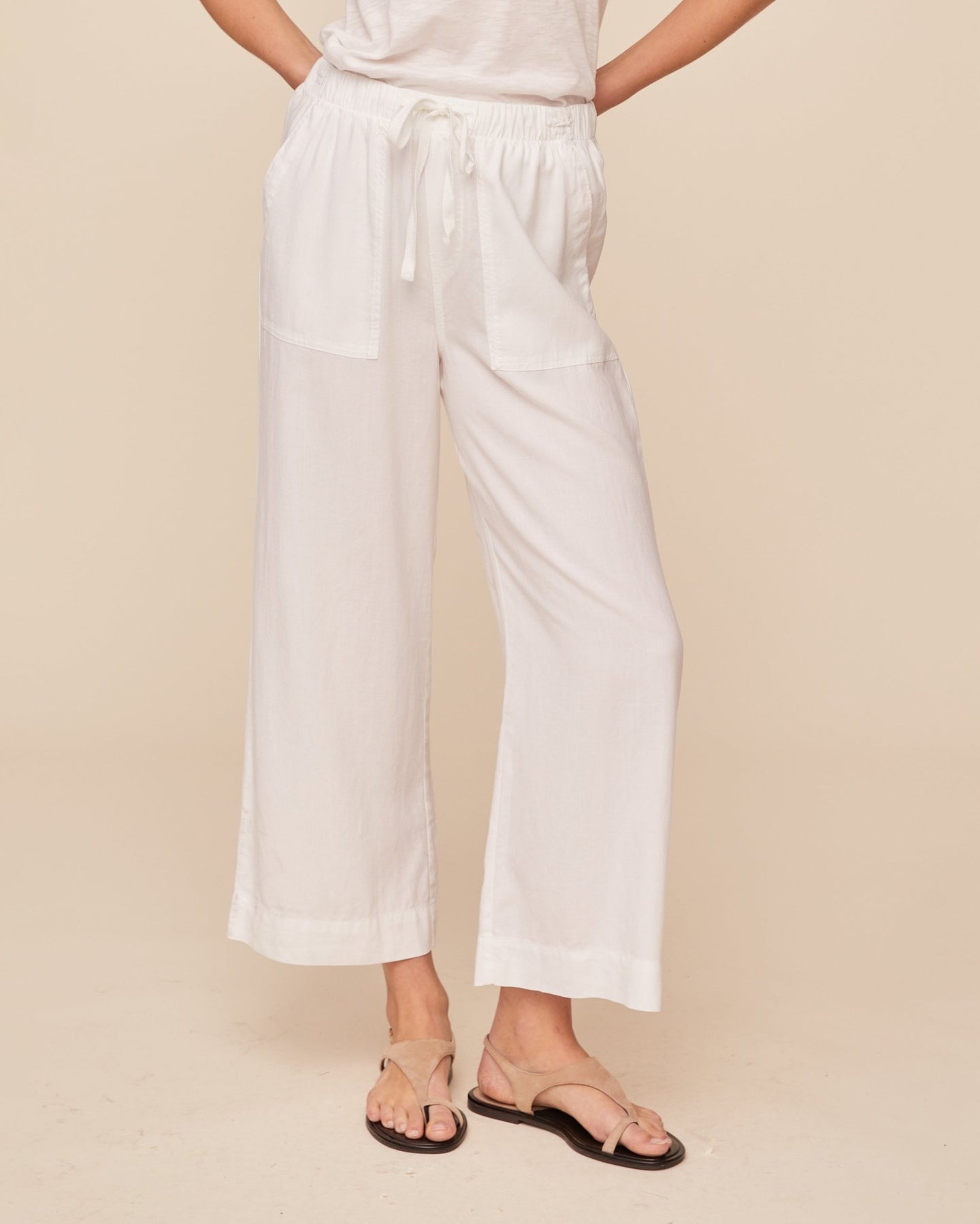 Bella DahlEasy Pocket Wide Leg Crop - WhitePants
