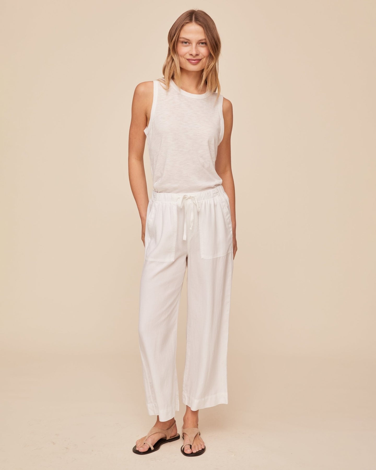Bella DahlEasy Pocket Wide Leg Crop - WhitePants