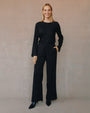 Bella DahlElastic Back Wide Leg Pant - Black Lurex StripeTops
