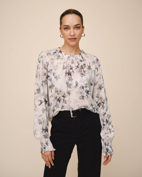Bella Dahl Elastic Shirred Blouse - Frozen Wisteria View 2