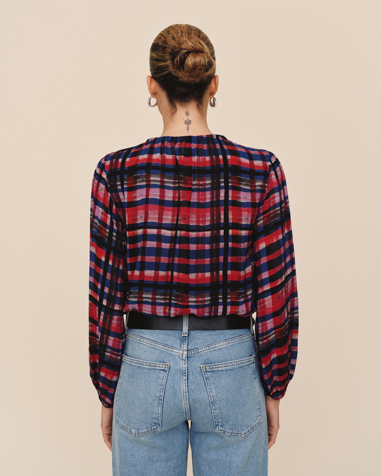 Bella DahlElastic Shirred Top - Winter Plaid PrintTops