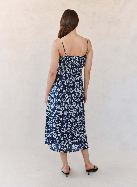 Bella Dahl Elastic Waist Midi Dress - Indigo Bloom Print View 2