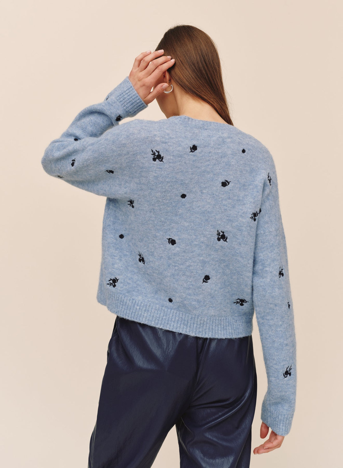 Bella DahlEmbroidered Crew Neck Sweater - Blue DreamSweaters
