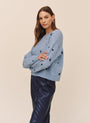 Bella DahlEmbroidered Crew Neck Sweater - Blue DreamSweaters