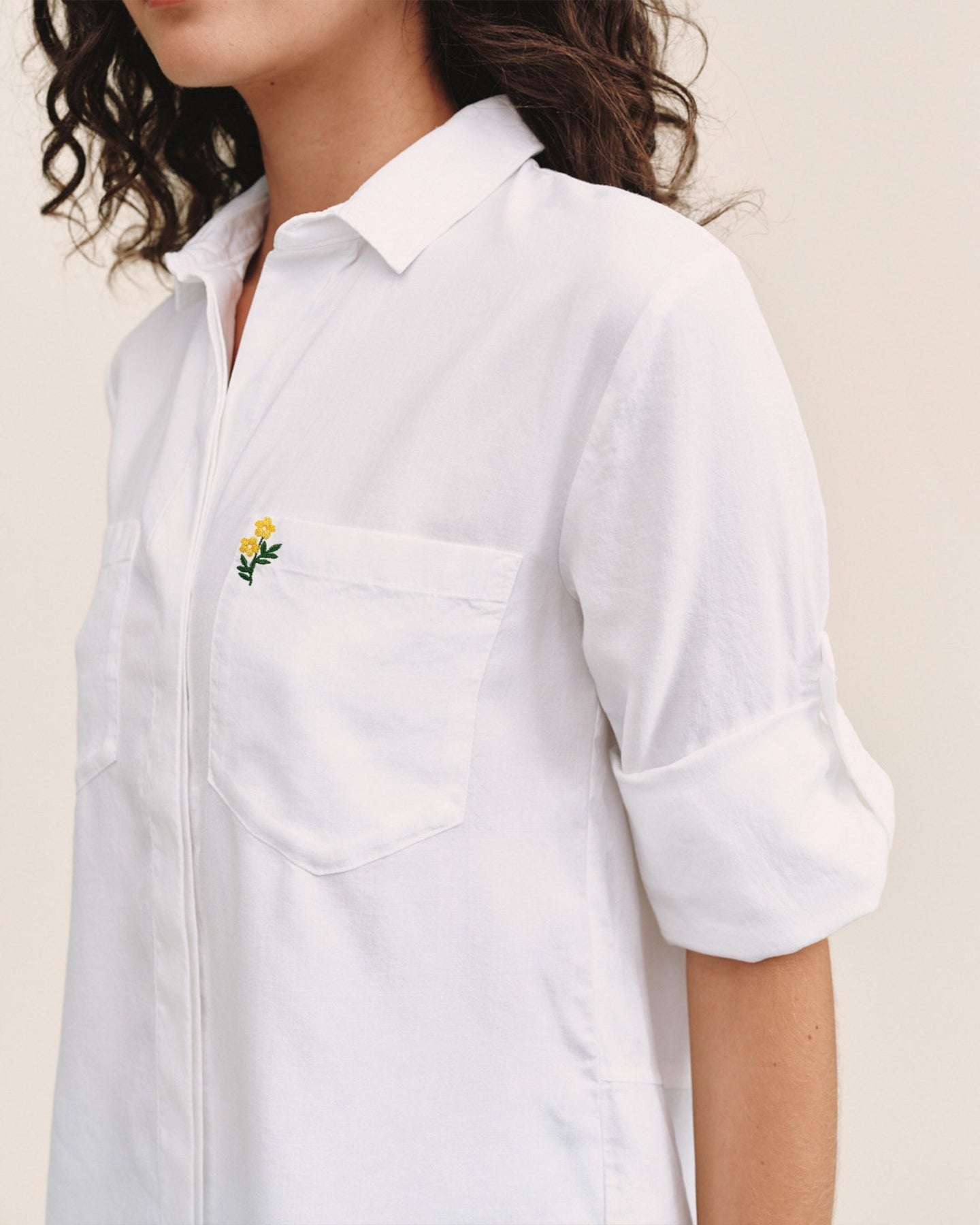 Bella DahlEmbroidered Split Back Button Down - FlowerTops