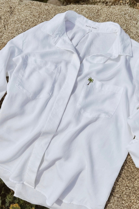 Bella Dahl Embroidered Split Back Button Down- Palm View 2