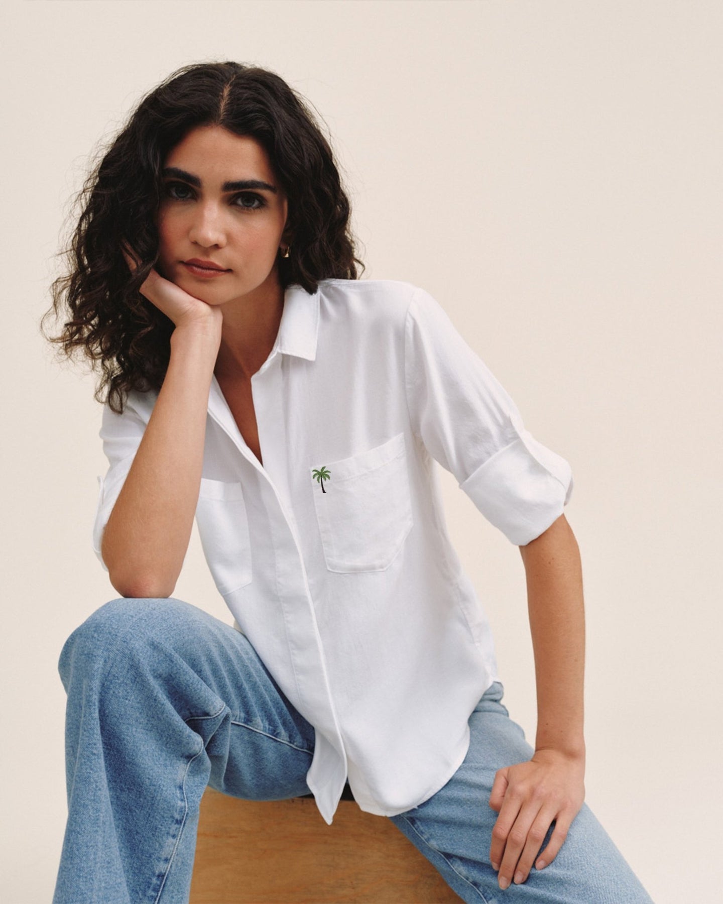 Bella DahlEmbroidered Split Back Button Down - PalmTops