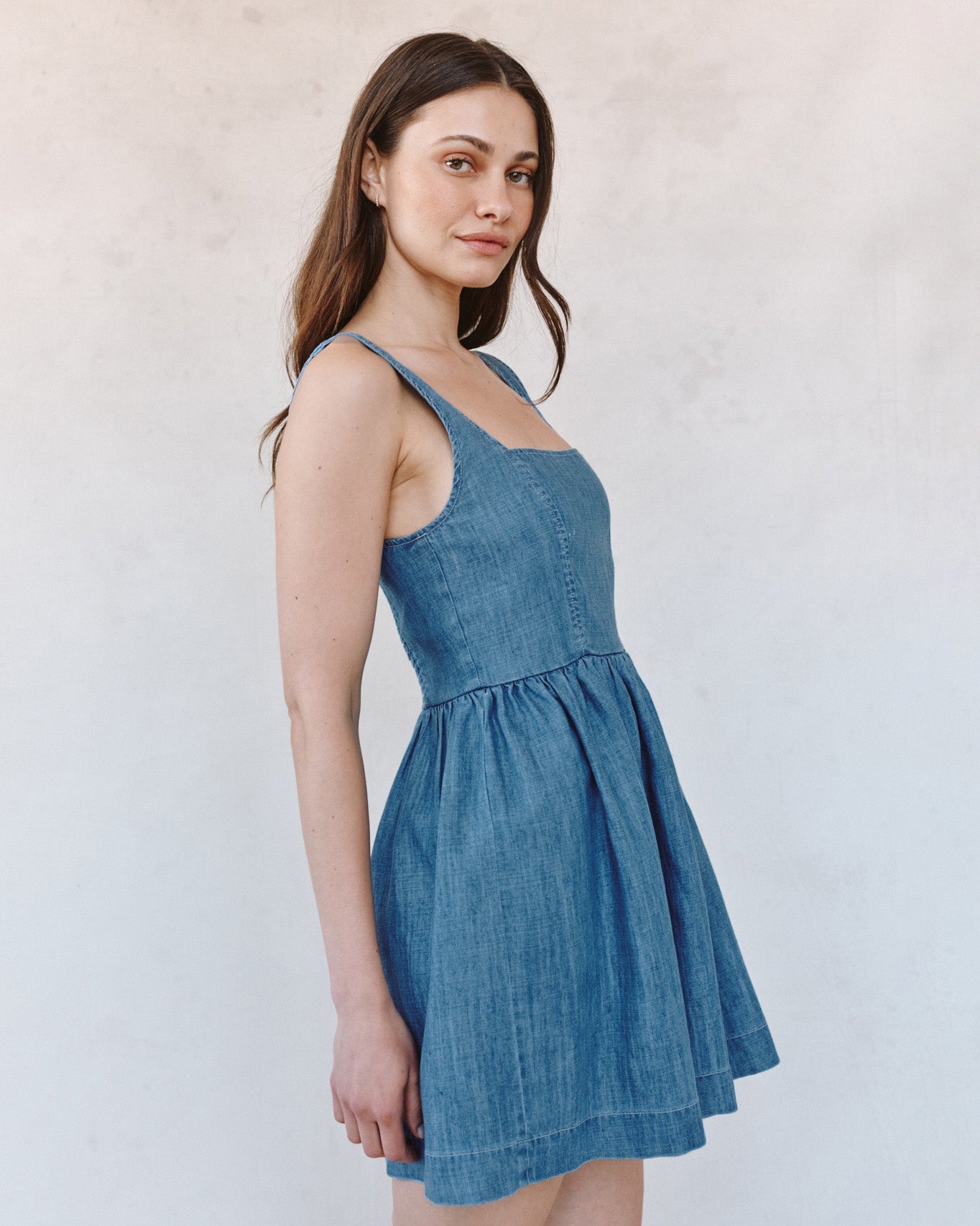 Bella DahlFit and Flare Mini Dress - Island Blue WashDresses