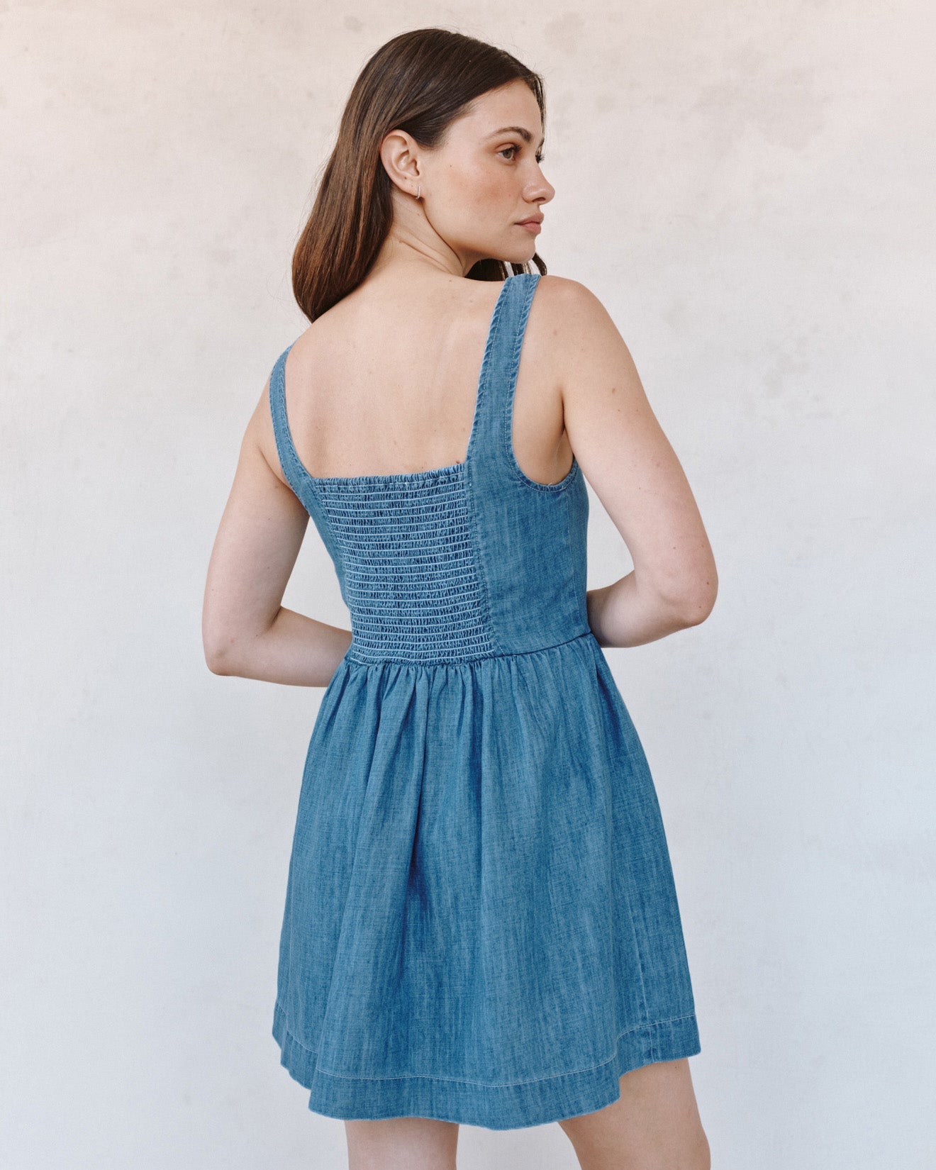 Bella DahlFit and Flare Mini Dress - Island Blue WashDresses