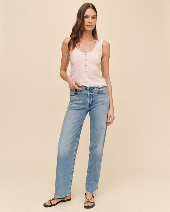 Bella Dahl Fitted Bodice Top With Smock Back - Ballet Pink View 2