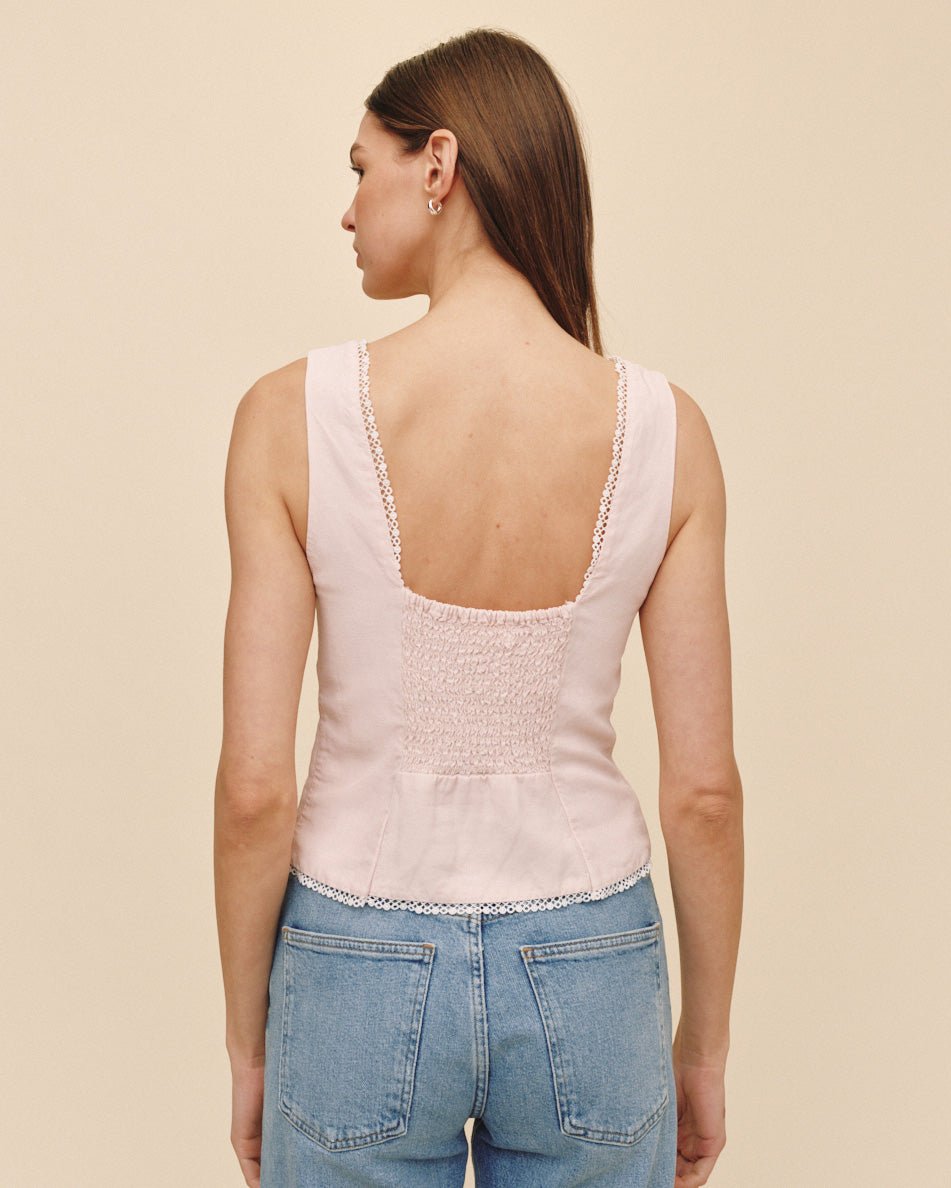 Bella DahlFitted Bodice Top With Smock Back - Ballet PinkTops
