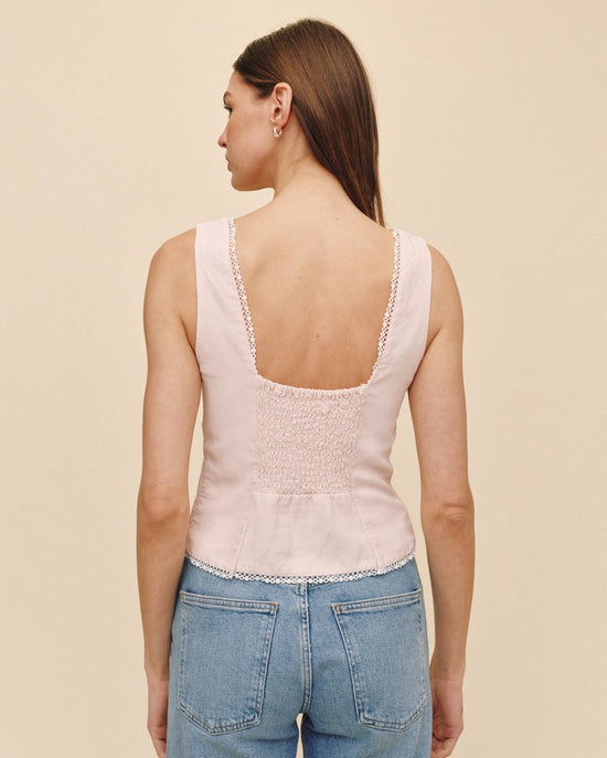 Bella Dahl Fitted Bodice Top With Smock Back - Ballet Pink View 2