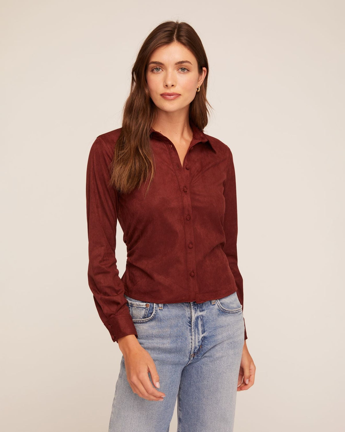 Bella DahlFitted Button Down - Smoked CrimsonTops