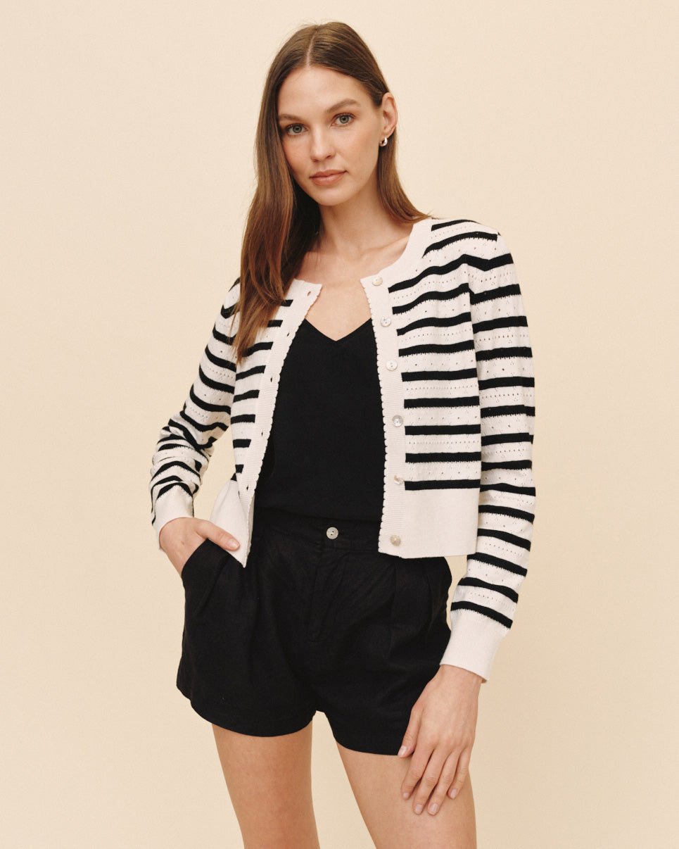 Bella DahlFitted Cardigan - Cherie StripeTops