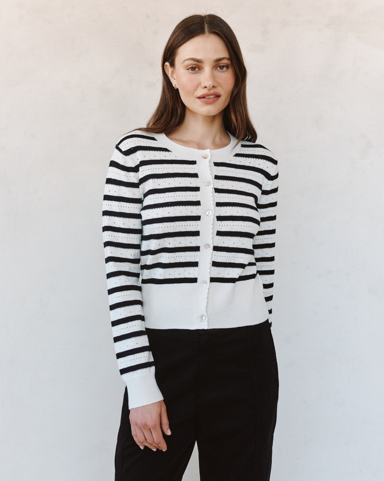 Bella DahlFitted Cardigan - Cherie StripeTops