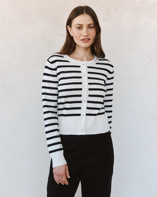 Bella Dahl Fitted Cardigan - Cherie Stripe View 2