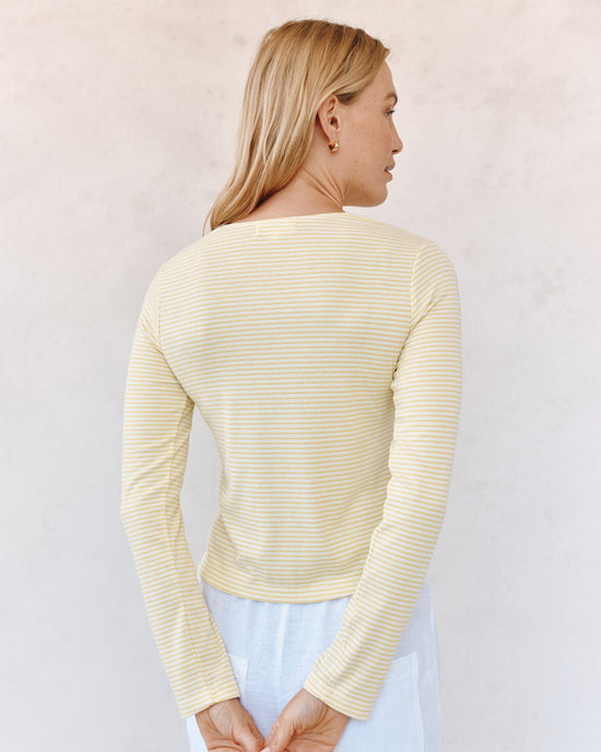 Bella Dahl Fitted Cardigan - Lemon Meringue Stripe View 2